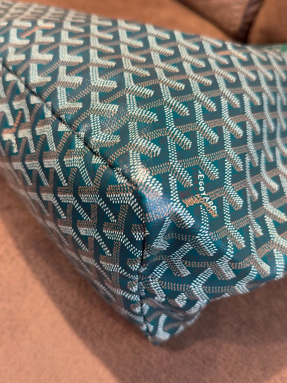 Goyard Green Patterned St. Louis Tote with Matching Pouch Size pm